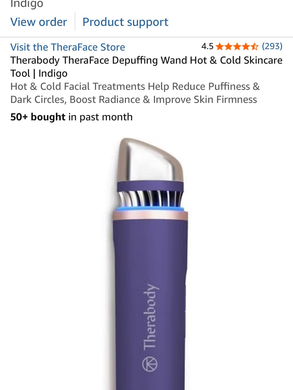 Therabody Theraface Depuffing Wand - Indigo with Silver Tip
